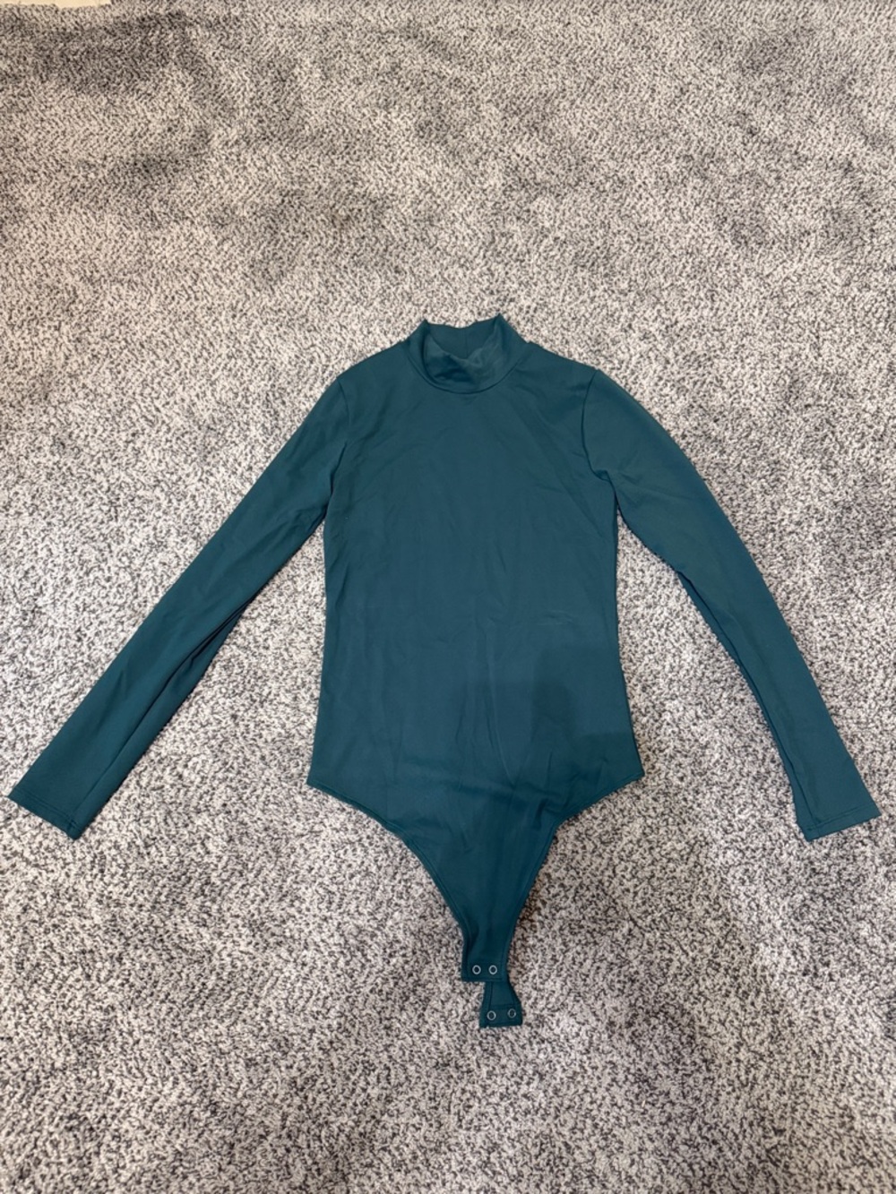 Abercrombie & Fitch Long Sleeve Mock Neck Bodysuit in Teal